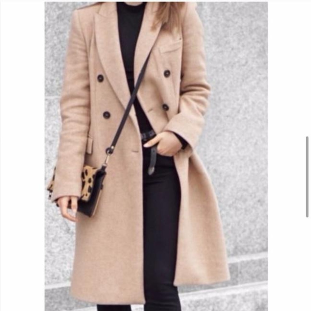 ZARA double breasted camel pea coat - Style Blogger Fave